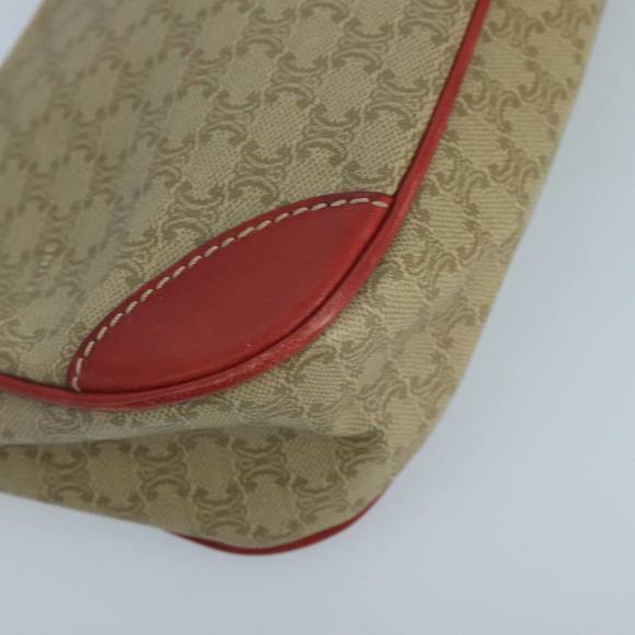 CELINE Macadam Canvas Hand Bag PVC Leather Beige Red Auth 99836 - Picture 14 of 16
